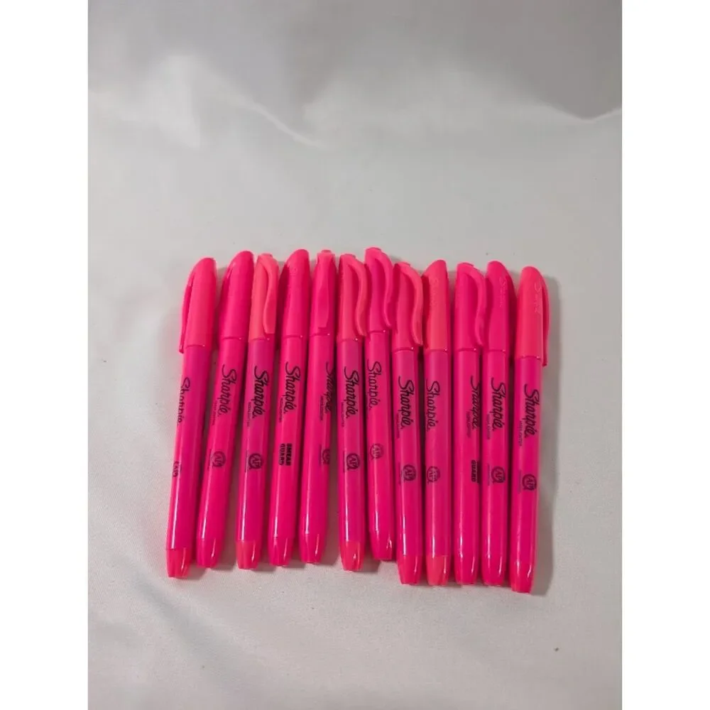 Sharpie Accent Pink Highlighters Chisel Tip Smear Guard Lot of 13